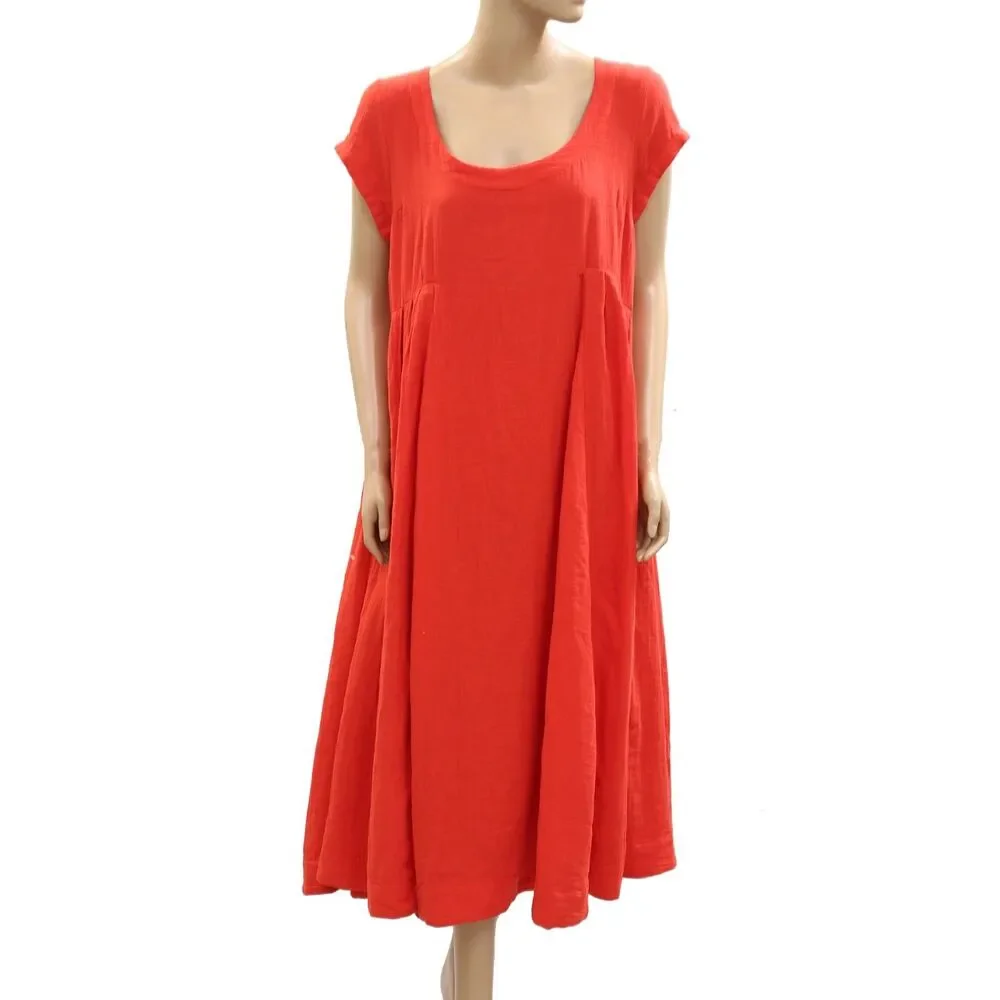 Free People Free-Est Blaine Midi Dress Cap Sleeve Fiery Red Scoop Neck S 288432